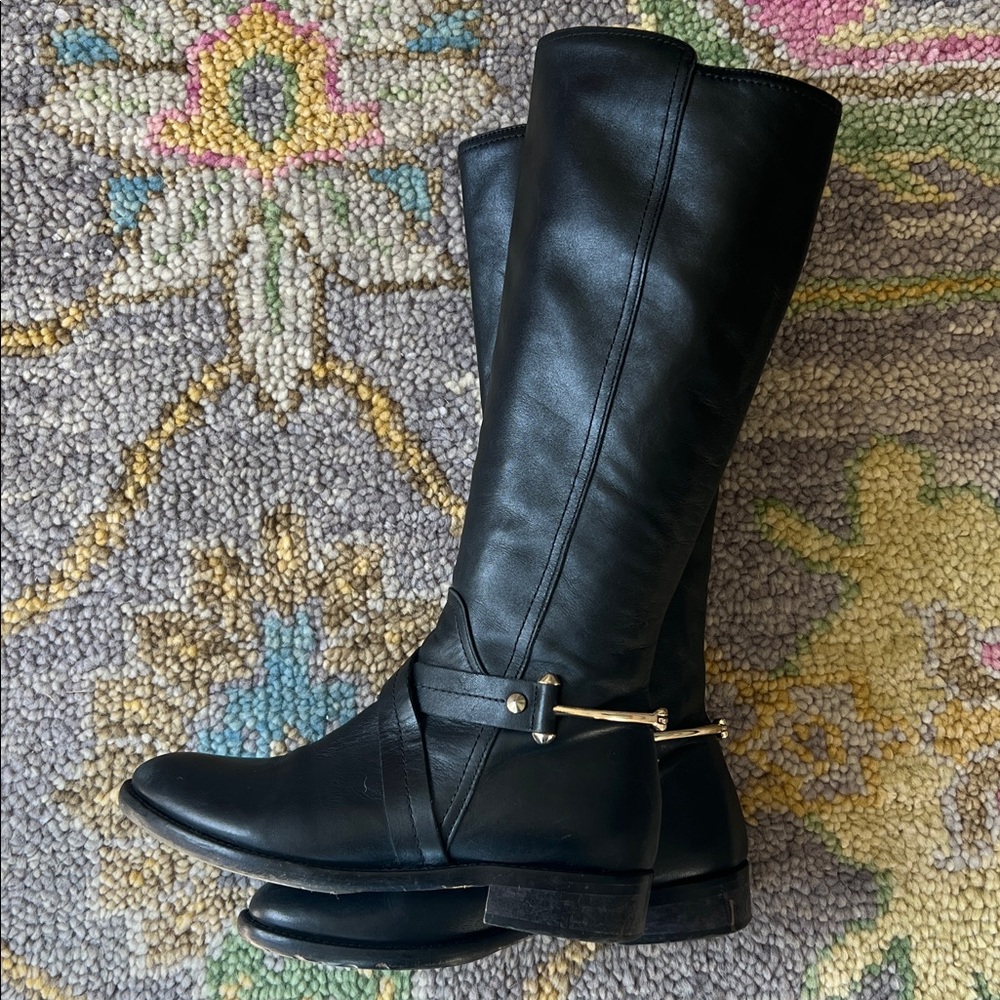 Napoleoni Matteo black leather riding boot size 36 size 6